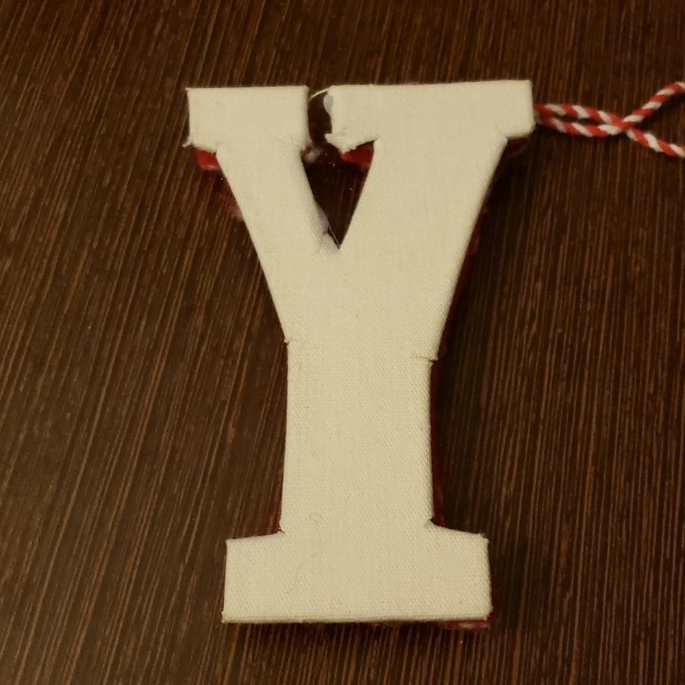Wondershop Letter Y Chunky Knit Monogram Christmas Tree Ornament in Red/White